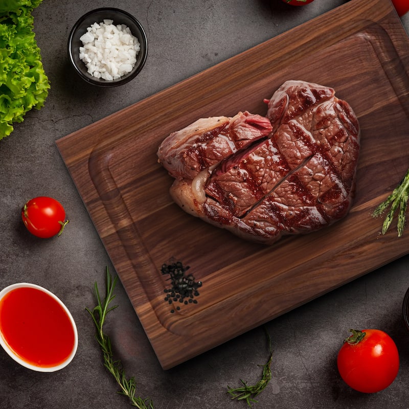John Boos BBQ Collection Reversible Wood Cutting Board w/Juice Groove, Walnut - 12 x 18 x 1.5 in