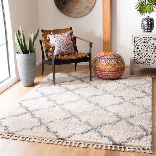 8' x 10' Cream Grey SAFAVIEH Berber Fringe Shag Collection BFG627N Moroccan Non-Shedding Living Room Bedroom Dining Room Entryway Plush 1.2-inch Thick Area Rug 8' x 10' Cream Grey SAFAVIEH Berber Fringe Shag Collection BFG627N Moroccan Non-Shedding Living Room Bedroom Dining Room Entryway Plush 1.2-inch Thick Area Rug
