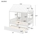 preview thumbnail 4 of 8, Full Size Wooden House Bed Daybed With Twin Trundle,Roof,Windows,White