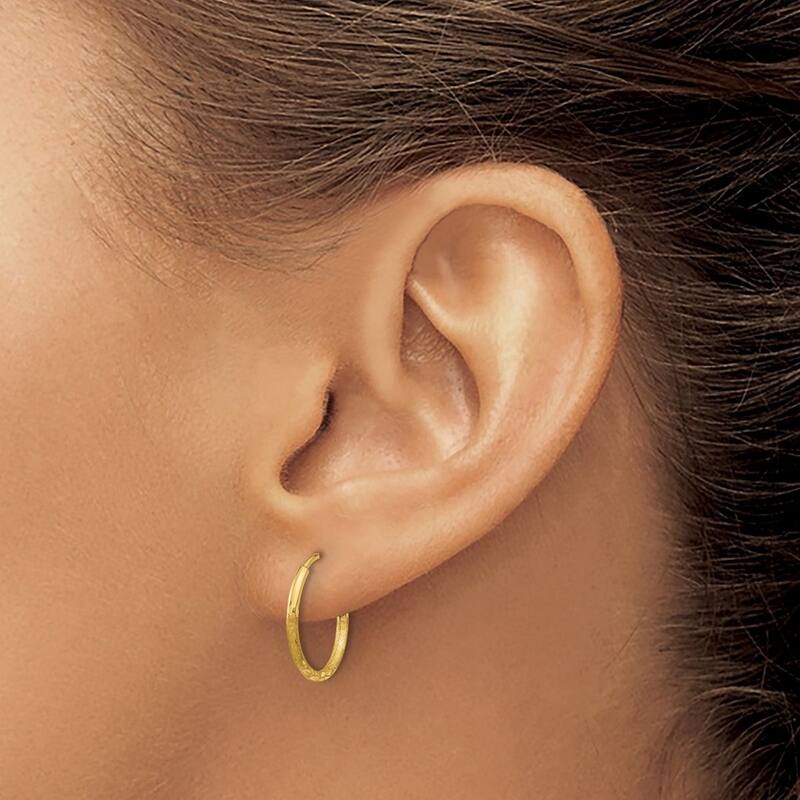 Curata 14k Yellow Gold Sparkle Cut Endless Hoop Earrings - 12x12mm