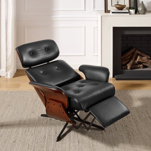 Art Leon Mid-century Modern Faux Leather Lounge Chair Recliner