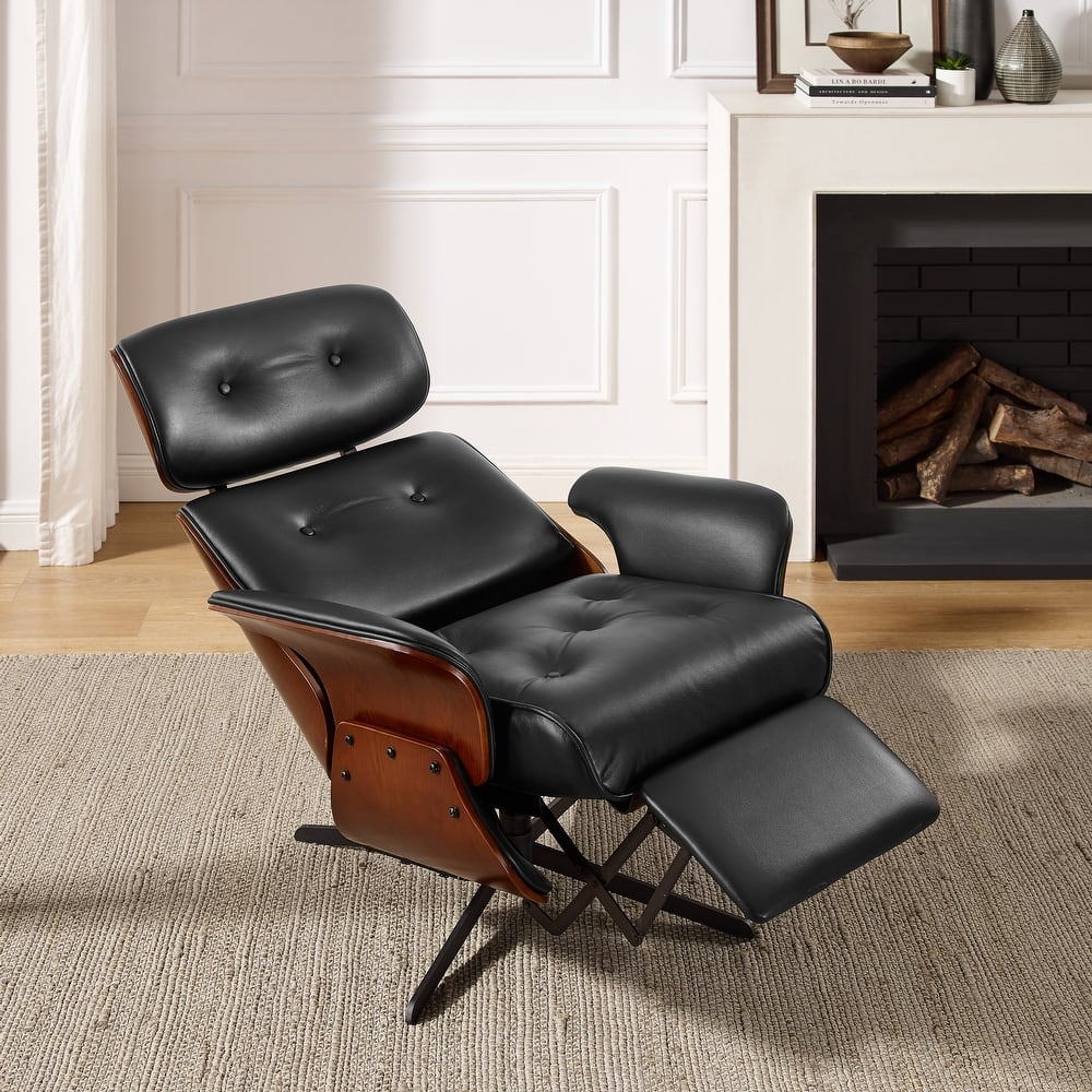 Art Leon Mid-century Modern Faux Leather Lounge Chair Recliner