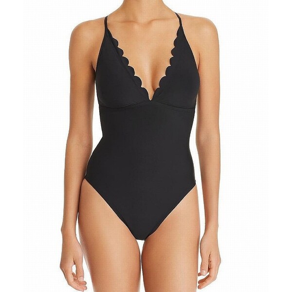 black scalloped one piece