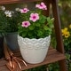 preview thumbnail 25 of 32, Plant Pot - Ivory Ceramic Round Iridescent Floral Crown, 6"