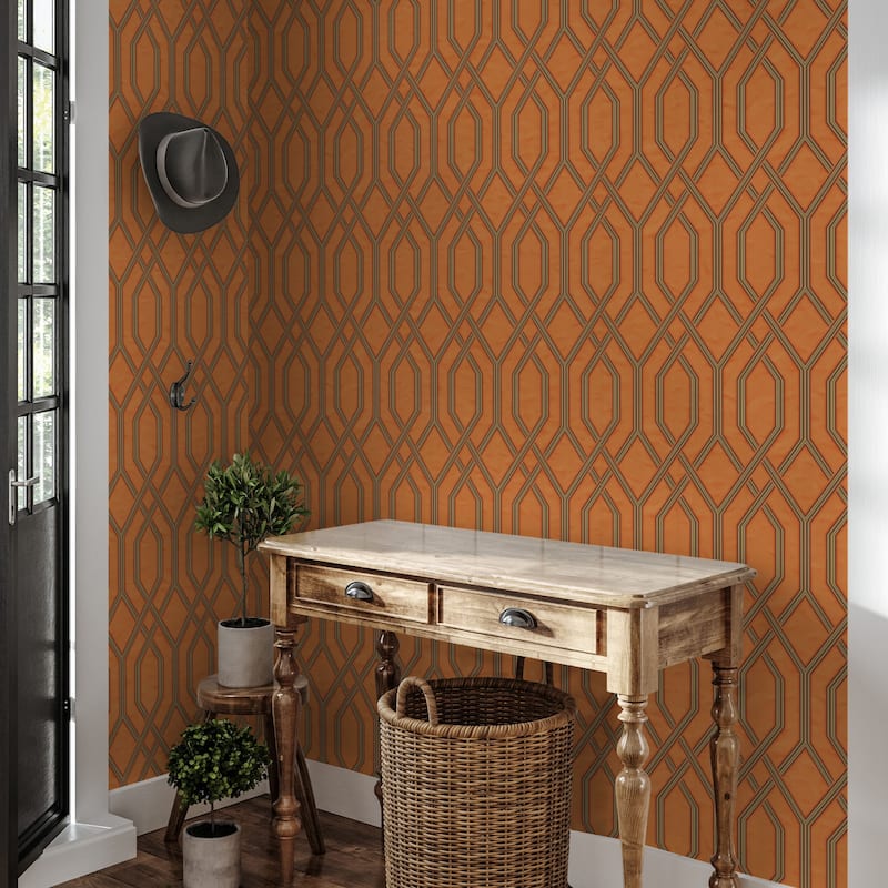 Modern Flocked Geometric Embossed Wallpaper