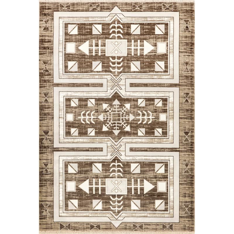 Agave Geometric Fringed Area Rug