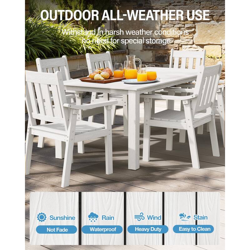 WINSOON 10-Piece HIPS All Weather Outdoor Patio Dining Sets with Umbrella Hole& Aluminum Frame,2-Table 8-Chairs