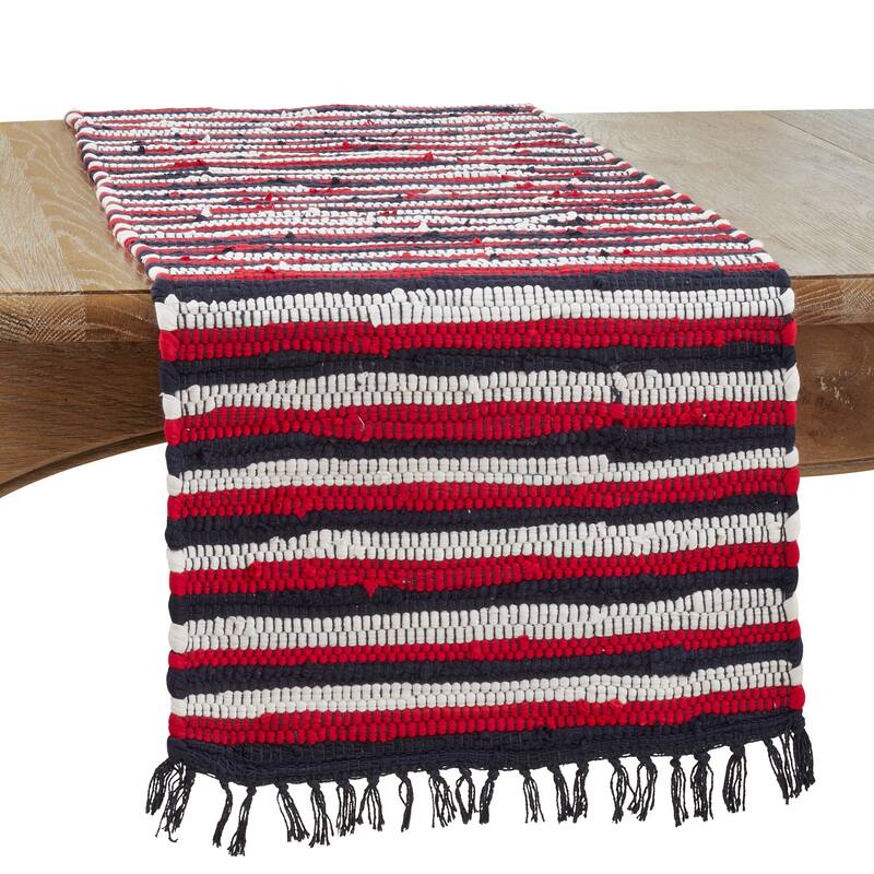 Chindi Table Runner With Striped Patriotic Design