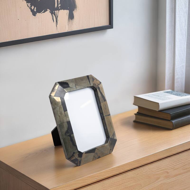 Decorative Antiqued Metal Photo Frame - Brown - Brown/ Gold - 7" x 1" x 9"