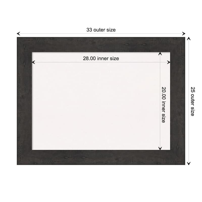 Rustic Plank Framed White Corkboard Bulletin Board - Rustic Plank Espresso - Board Size 28x20
