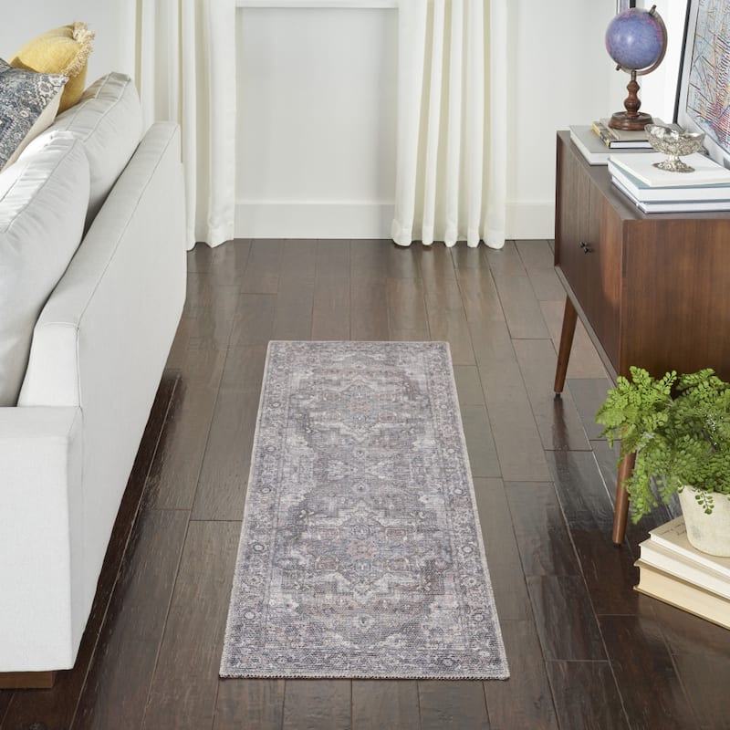 Romud Power Loomed Distressed Floral Area Rug By HomeRoots - 8' Runner