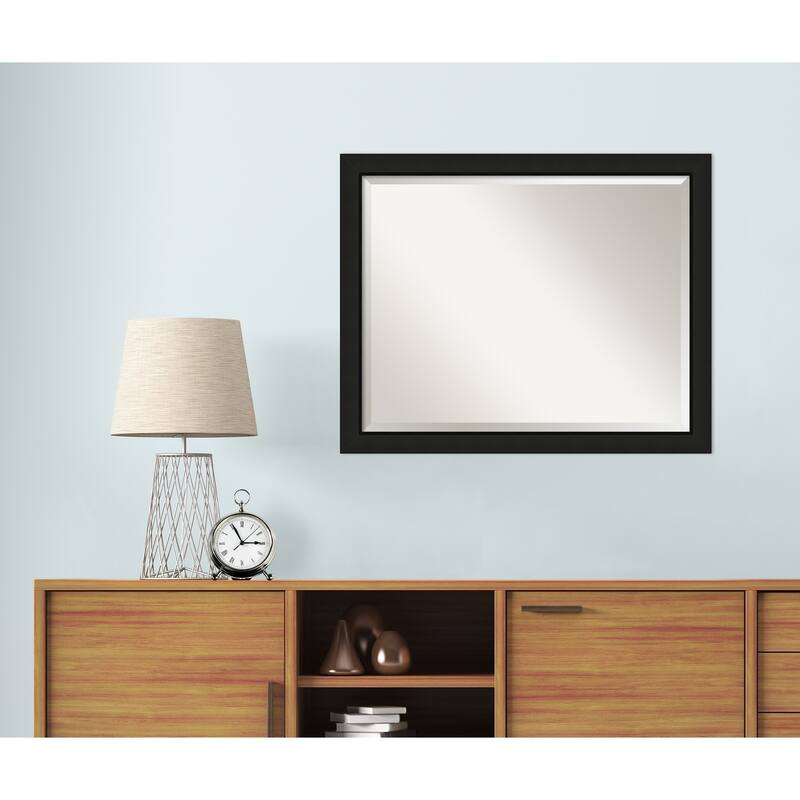Midnight Black Narrow Beveled Wood Framed Wall Mirror - Midnight Black Narrow