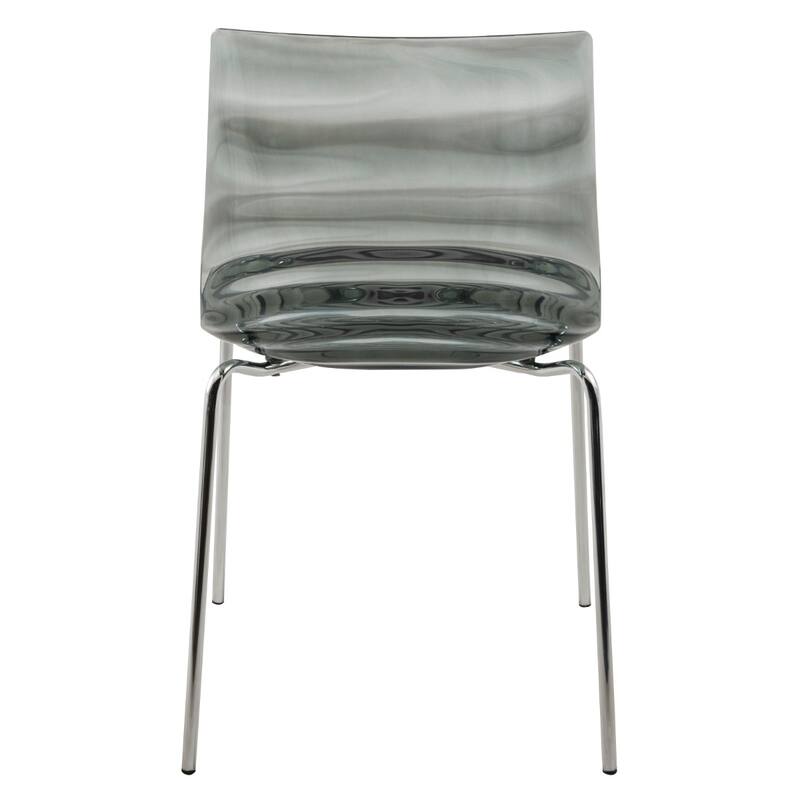 Astor Modern Transparent Ripple Pattern Dining Side Chair With Chrome Metal Legs Accent Chair Set of 2