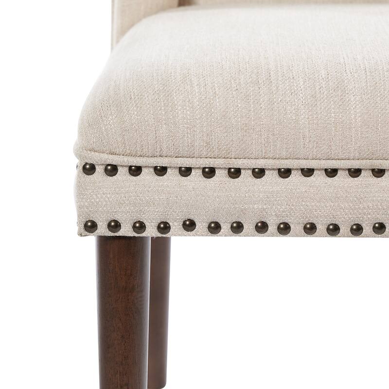 Christopher Knight Home - Light Luxury Upholstered Dining Chair with Rivet Trim & Rubber Wood Legs