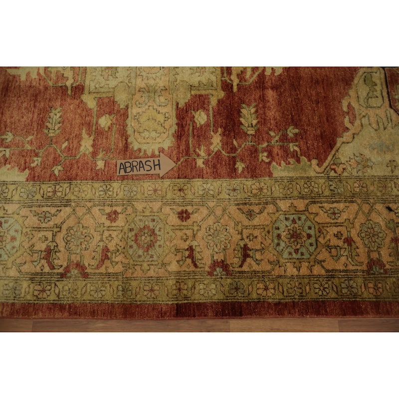 Hand Knotted Oriental 100% Wool Carpet Traditional Floral Oranges & Rust Heriz (serapi) Area Rug - 12' 0'' X 9' 0''
