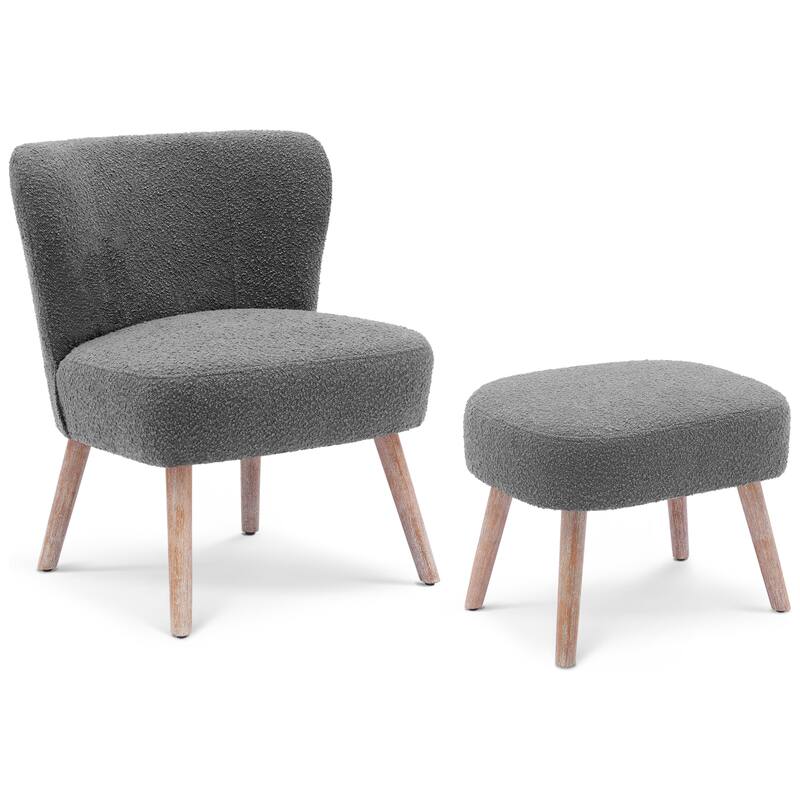 Boucle Polyester Upholstered Living Room Set - Stain Resistant (2-Piece Set)