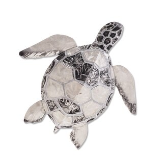 Sea Turtle Natural Sea Shell Pewter Metal Sculpture Figurine Sea Life Decoration 