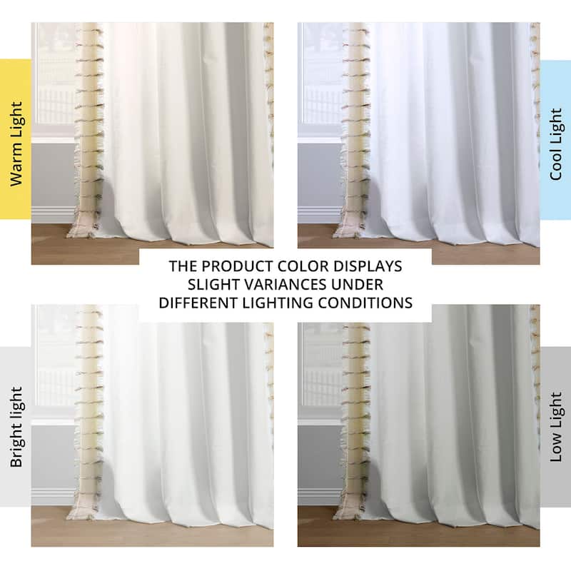 Exclusive Fabrics Bordered Textured Cotton Curtains For Bedroom & Living Room Curtains - Single Panel Drapes