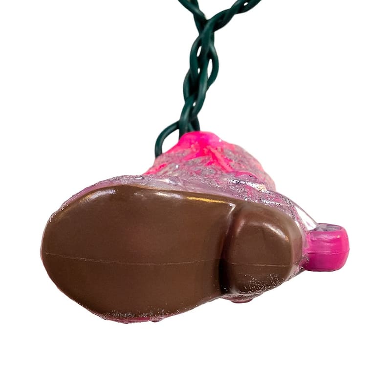 Kurt Adler UL 10-Light Glittered Pink Boots Light Set