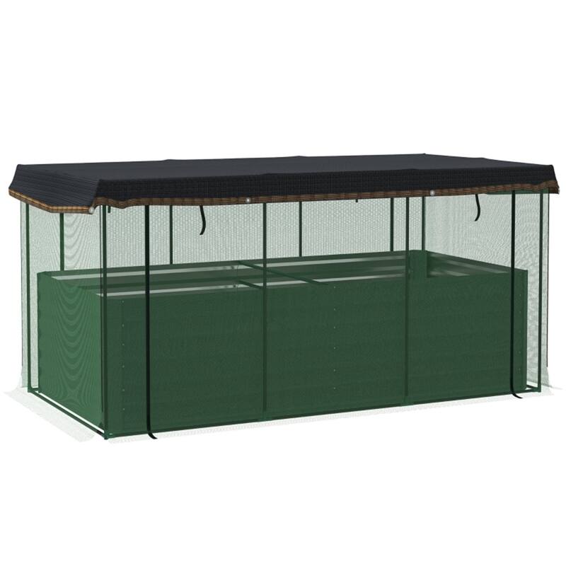 Galvanized Steel Raised Garden Bed with Crop Cage and Shade - 90.5" L x 43.25" W x 43.25" H - Green-Black