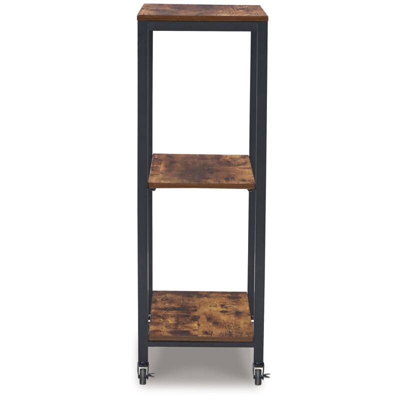 Serving Bar Cart, 2 Storage Shelves, 24 Inch Black Metal