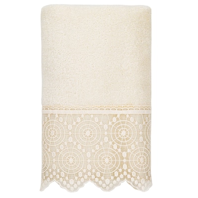 Authentic Hotel and Spa 100% Turkish Cotton Arian Cream Lace Embellished Hand Towel