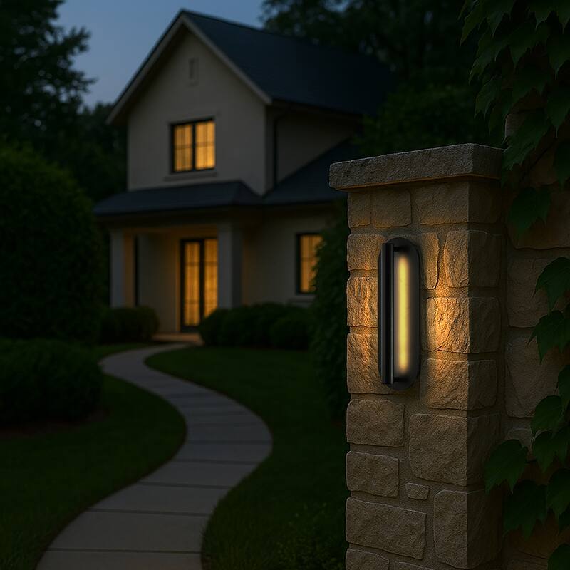 Oval Matte Black Wall Sconce with Acrylic Shade Modern Dusk to Dawn Outdoor Wall Light Waterproof Exterior Light Fixture(2 Pack)
