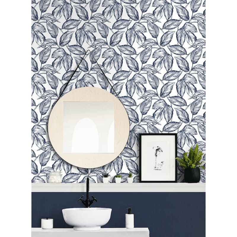 NextWall Sketched Leaves Peel and Stick Wallpaper