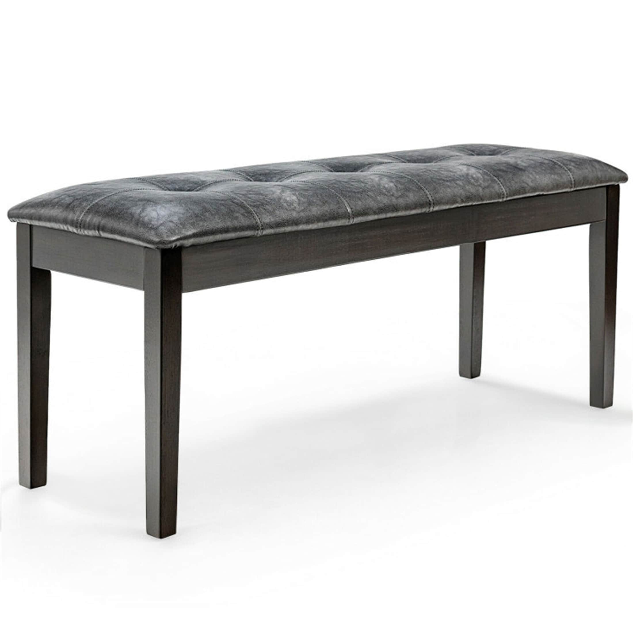 Grey faux top leather dining bench