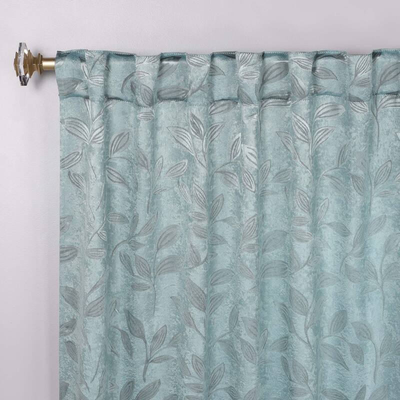 Superior Leaves Machine Washable Room Darkening Curtains with Back Tabs, Set of 2