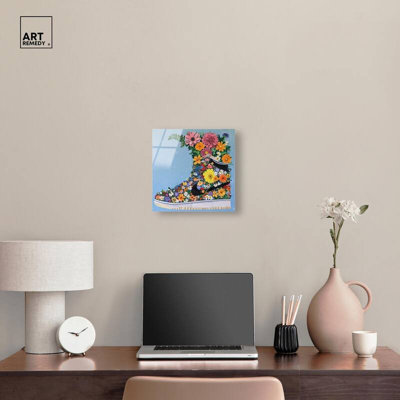 Blooming Floral Sneaker Acrylic by Art Remedy, Ready to Hang