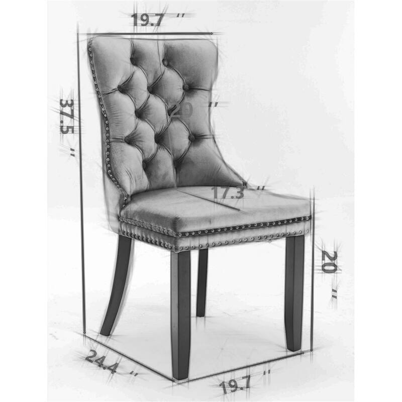 Velvet Dining Chairs,Tufted Solid Wood Upholstered Dining Chair,2PCS