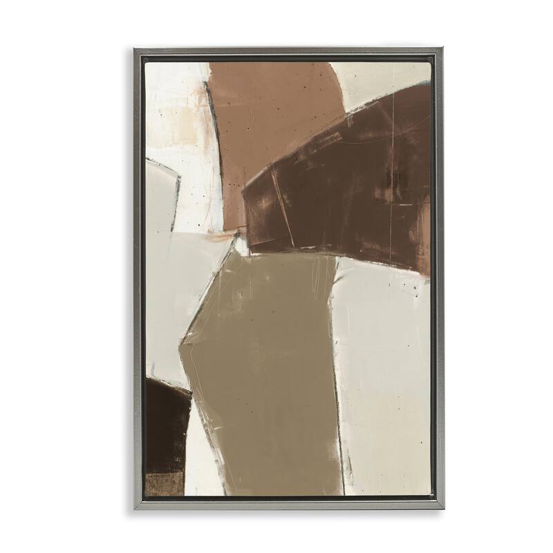 Stupell Contemporary Neutral Earth Tones Framed Floater Canvas Wall Art Design By Kippi Leonard - 17 x 25 - Grey