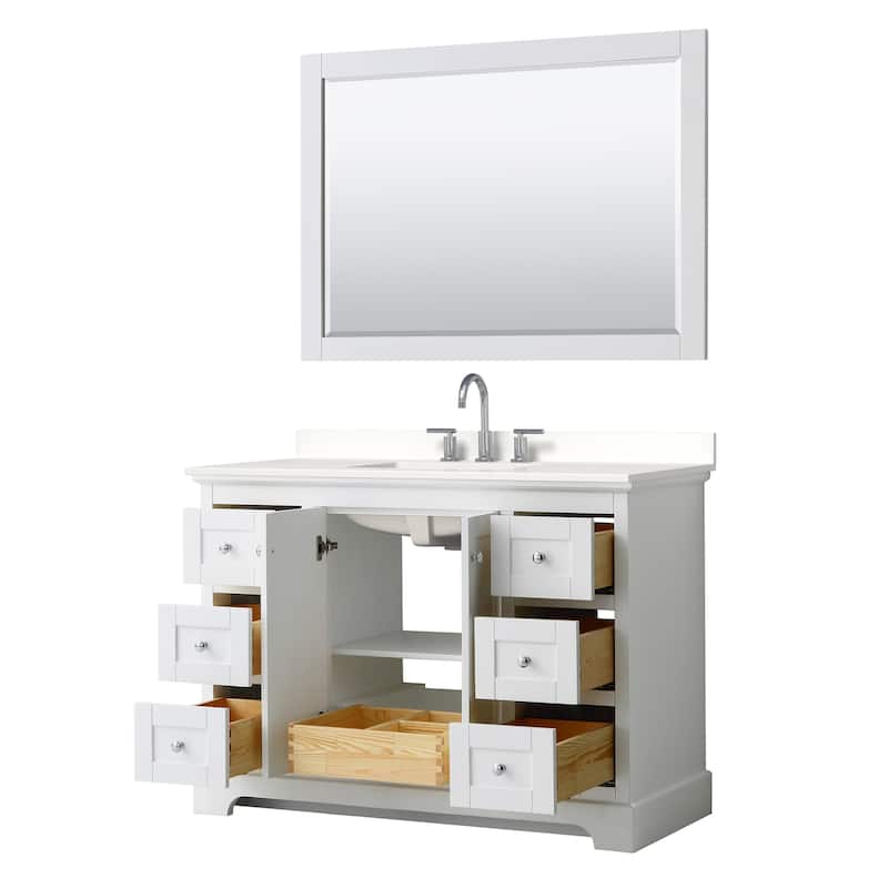 Avery 48-inch Single Vanity, Quartz Top, 46-inch Mirror