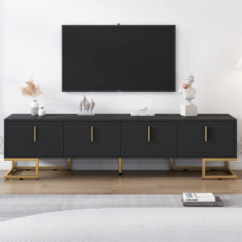 70.8''W Modern TV Stand for TVs Up to 80'' with Cabinets and Adjustable Shelves - n/a