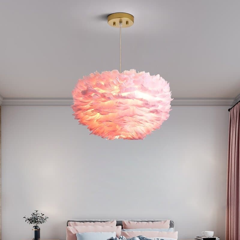 Maxax 3 - Light Shaded Globe Chandelier with Feather Accents