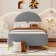 preview thumbnail 12 of 52, Twin/Full Size Velvet Bed Frame with Classic Semi-circle Shaped Headboard, Upholstered Platform Bed w/ Metal Legs for Kids Teens