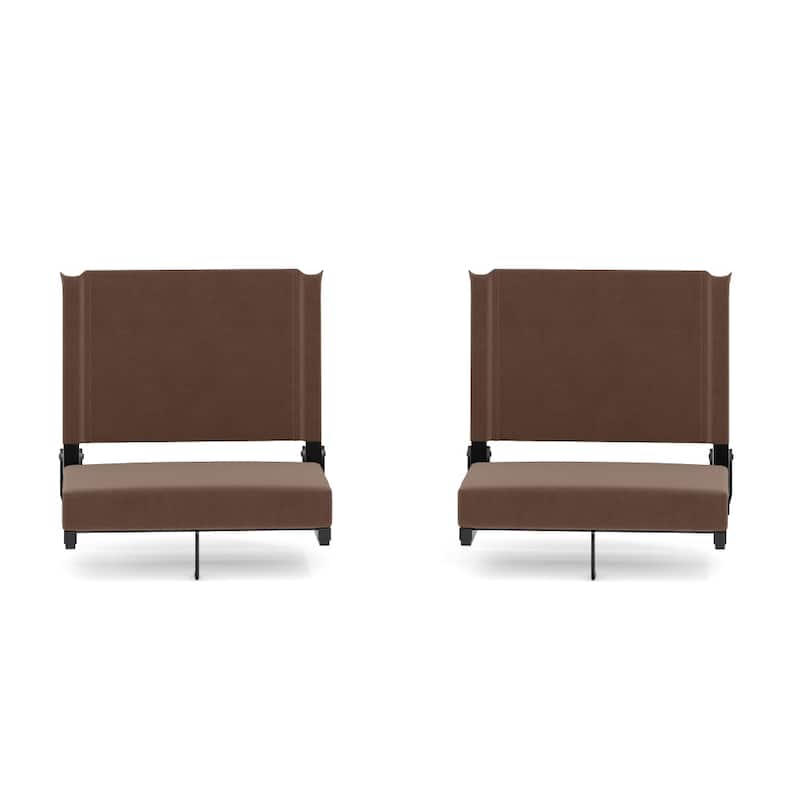 Padded Stadium Chairs with Handles and Bleacher Hooks (Set of 2) - 14"D x 18"W x 18"H - Brown