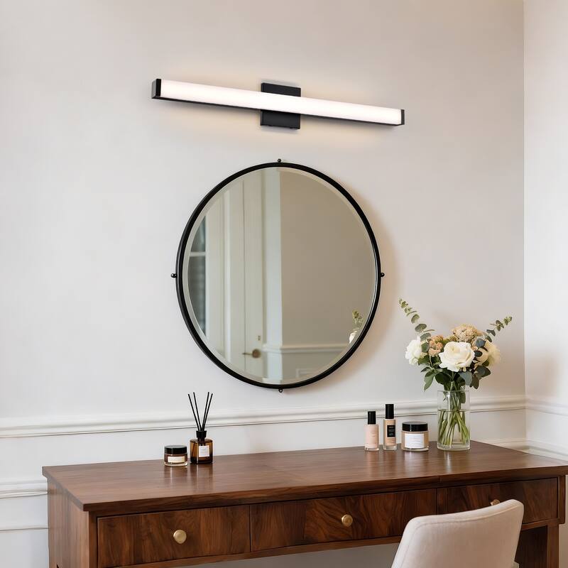 Modern Integrated LED Vanity Light Bar - 6 Variants (24in/30in, Matte Black/Brushed Nickel/Gold), 3000K, Damp Rated for Bathroom