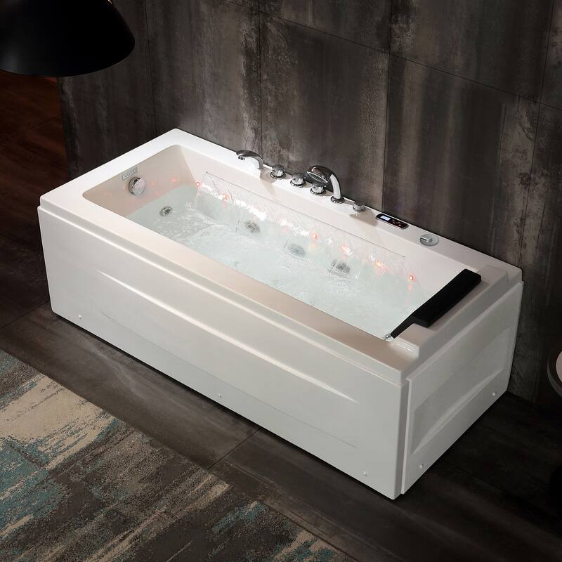 Empava 67" Whirlpool Bathtub Chromatherapy Waterfall Water Air Jets