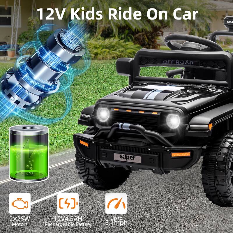 12V Electric Kids Ride on Truck, Toy Vehicle with Remote Control for Best Kids Gift
