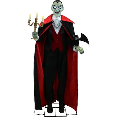Haunted Hill Farm 5.5-Ft. Tall Lazarus the Vampire Host by SVI, Premium Talking Halloween Animatronic, Plug-In