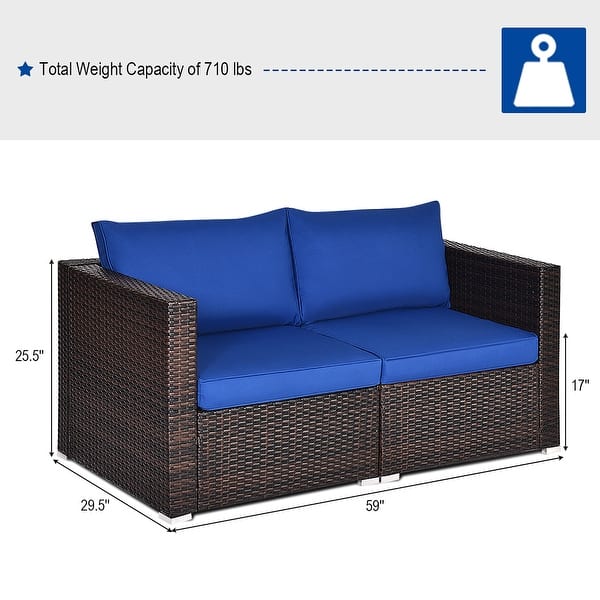 dimension image slide 1 of 3, Costway 4PCS Patio Rattan Corner Sofa Sectional Furniture Set - See Details
