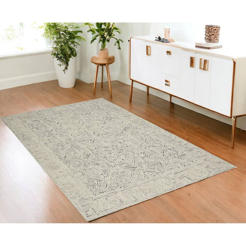Duruq Power Loomed Abstract Modern Soft Area Rug By HomeRoots - 69' X '45' X '0.5 - Oxford Blue - Rectangle