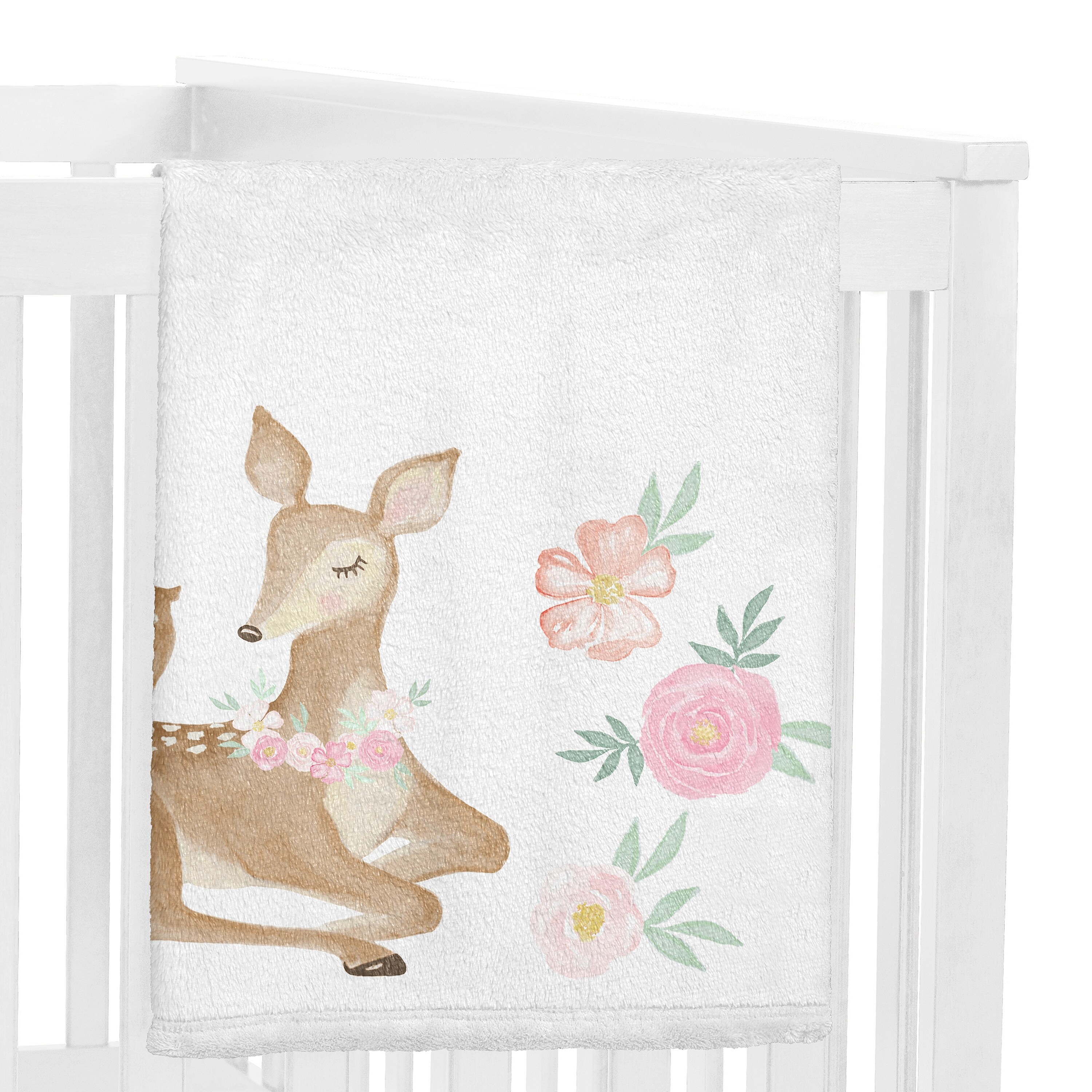 Sweet Jojo Designs Woodland Deer Girl Milestone Blanket Monthly Newborn First Year Growth Mat Baby Shower Memory Keepsake Gift Picture Blush Pink