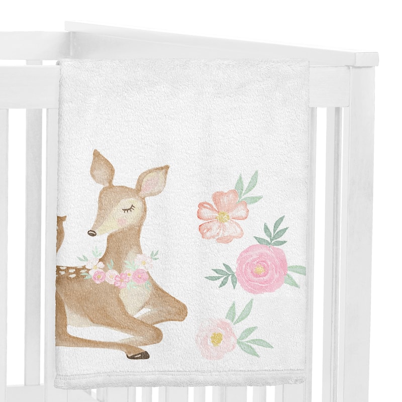 Woodland Deer Collection Girl Baby Monthly Milestone Blanket - Blush Pink and Mint Green Boho Watercolor Forest Love You Deerly