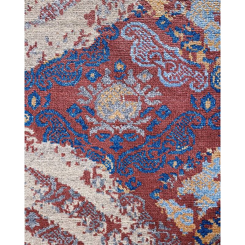 Ikat One-of-a-Kind Hand-Knotted Area Rug, Ivory - 9' 3" x 12' 2"