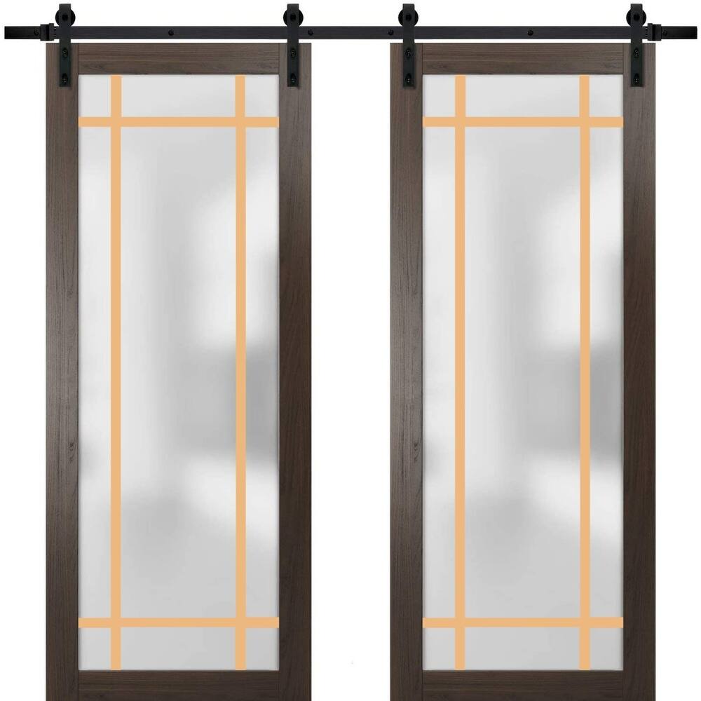 Sturdy Double Barn Door 36 x 80 Planum 2113 Chocolate Ash 13FT