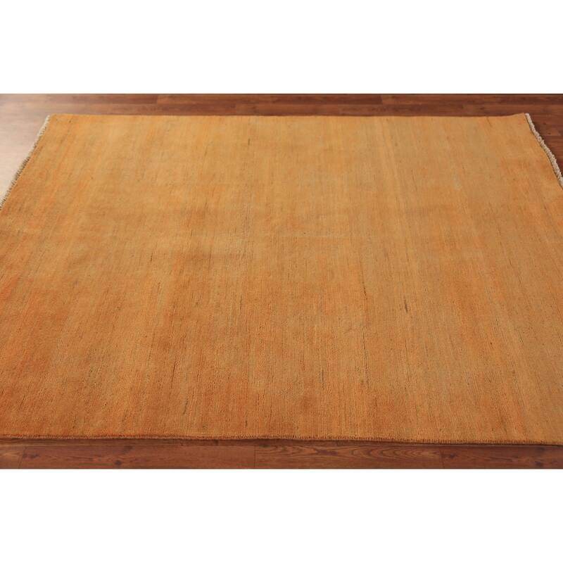 Orange & Yellow Gabbeh Modern Area Rug Handmade Wool Carpet - 4'11" x 6'6"