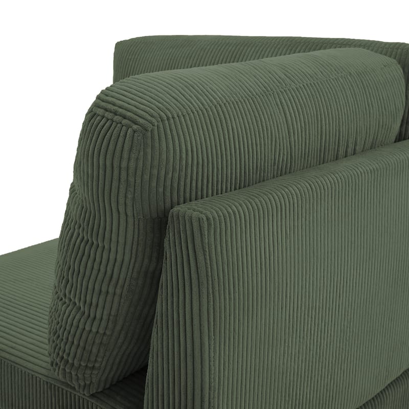 Corduroy Accent Chair with Ottoman Modular Couch Sectional Sofa